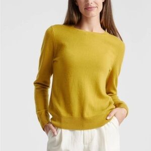 Quince Mongolian Cashmere Crewneck Sweater Spicy Mustard Size S